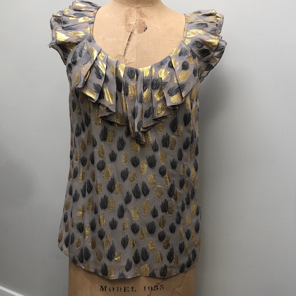 Leifsdottir silk ruffle printed top. Gorgeous NWT